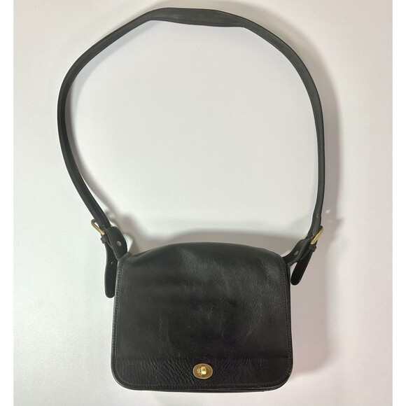 Coach Handbags - COACH Vintage Crossbody Bag Black Leather Made In Korea Gold Tone Twist Lock